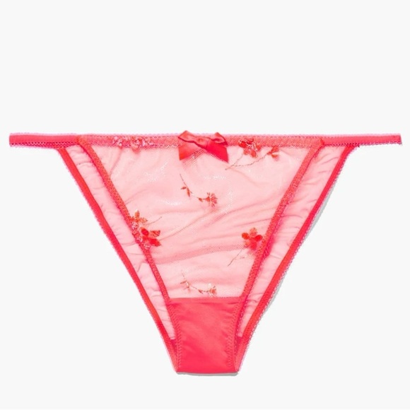 SavagexFenty Foiled Springs Embroidery String Bikini Panty-Neon Pink-Size 3X-NWT - Picture 1 of 7